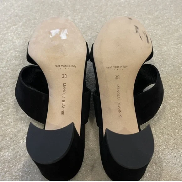 Manolo Blahnik Titubanew Suede Buckle Slide Sandals - Picture 6 of 7